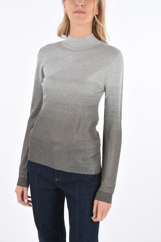 Lurex Open Back Turtleneck Sweater