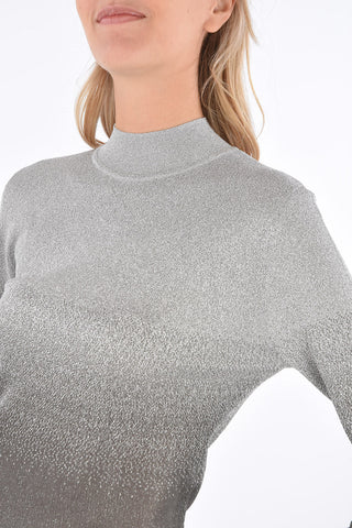 Lurex Open Back Turtleneck Sweater