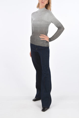 Lurex Open Back Turtleneck Sweater