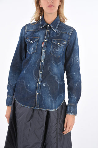 Denim Washed Out Snap Button Shirt
