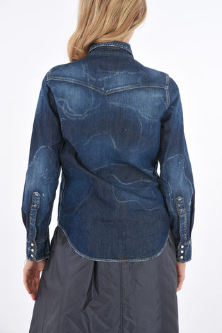 Denim Washed Out Snap Button Shirt