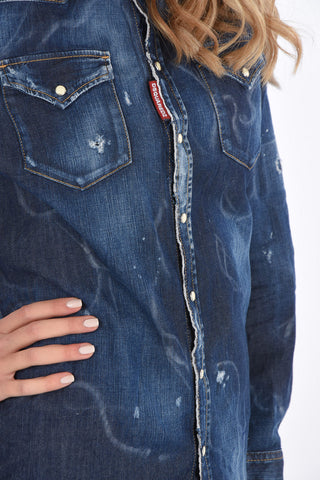 Denim Washed Out Snap Button Shirt