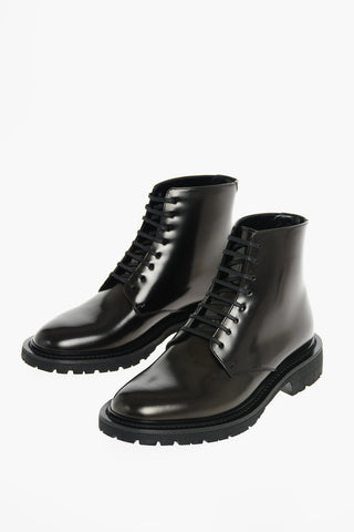 Polished Leather ARMY Lace-up Combat Boots
