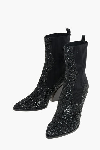 Glitter Western Booties with Sock-style Ankle