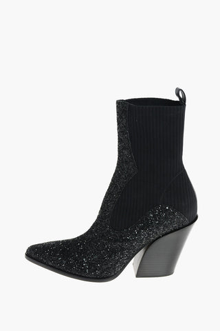 Glitter Western Booties with Sock-style Ankle