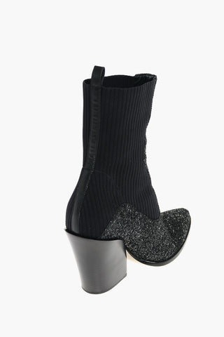 Glitter Western Booties with Sock-style Ankle