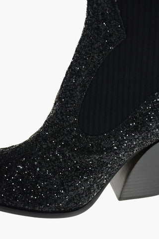 Glitter Western Booties with Sock-style Ankle