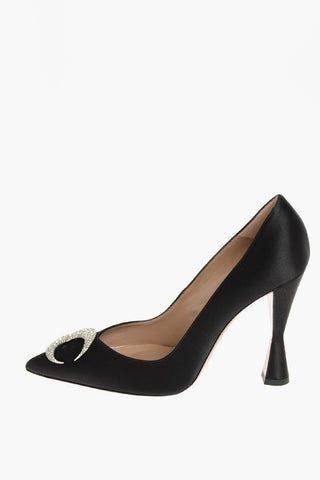 Satin PROUST Spool Heel Pumps with Jewel Detail