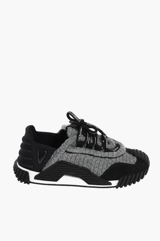 Laced Low Sneakers with Virgin Wool Front Part
