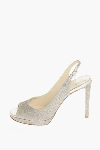 Open Toe Glitter Slingbacks with Stiletto Heel