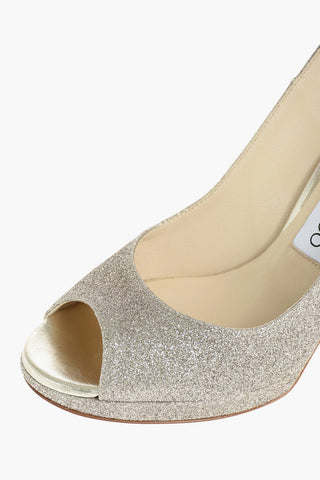Open Toe Glitter Slingbacks with Stiletto Heel