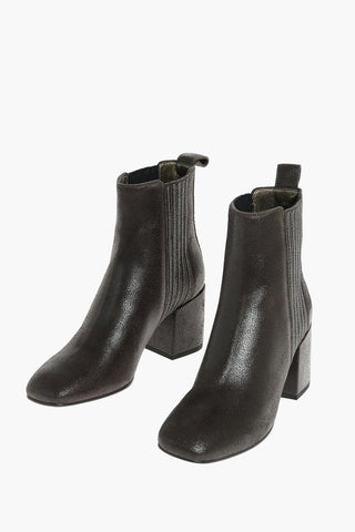 Stivaletti in Pelle Martellata con Inserti Laterali Elastici