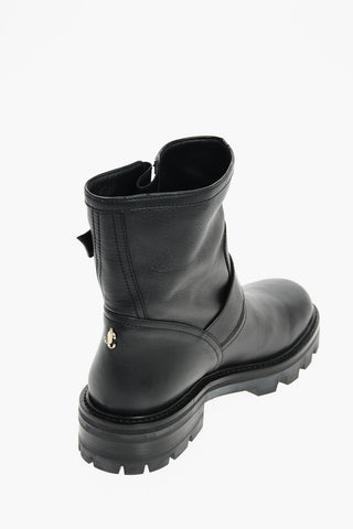 Biker Booties with Double Buckle and Track Sole