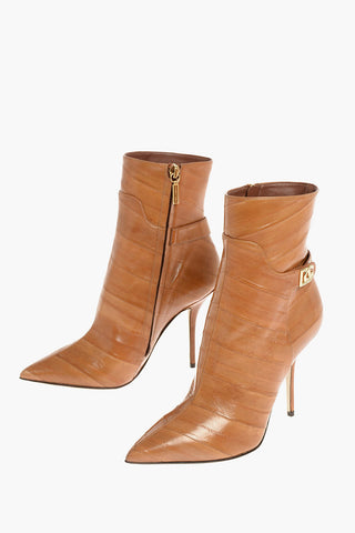 Eel Skin Booties with Stiletto Heel