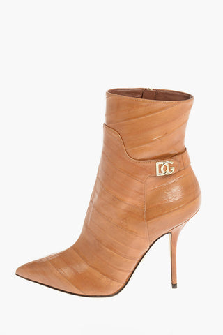 Eel Skin Booties with Stiletto Heel
