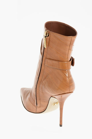 Eel Skin Booties with Stiletto Heel