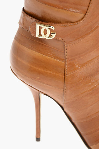 Eel Skin Booties with Stiletto Heel