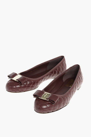Decorative Stitching Ballet Flats with Front Logo Bow