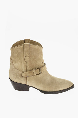 Western Cuir Booties with Strap and Buckle