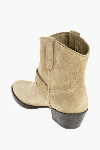Western Cuir Booties with Strap and Buckle