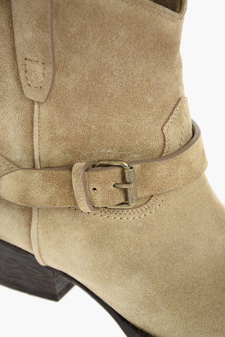 Western Cuir Booties with Strap and Buckle