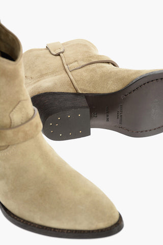 Western Cuir Booties with Strap and Buckle