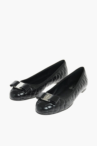 Decorative Stitching Ballet Flats with Front Logo Bow