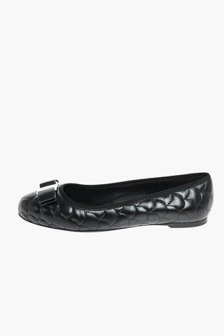 Decorative Stitching Ballet Flats with Front Logo Bow