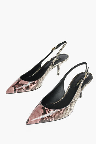 Slingbacks Bicolore in Pelle di Pitone