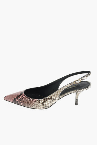 Slingbacks Bicolore in Pelle di Pitone