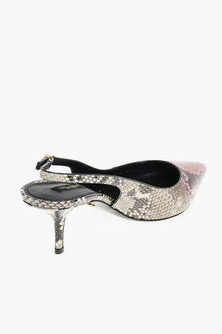 Slingbacks Bicolore in Pelle di Pitone