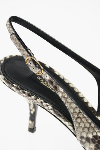 Slingbacks Bicolore in Pelle di Pitone
