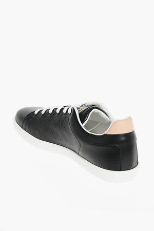 Laced Leather Sneakers with Logo on the Tongue