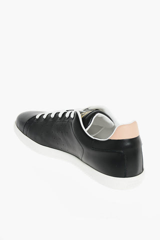 Laced Leather Sneakers with Logo on the Tongue