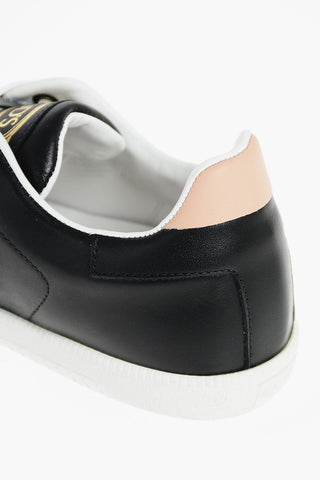Laced Leather Sneakers with Logo on the Tongue