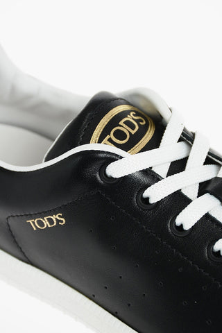 Laced Leather Sneakers with Logo on the Tongue