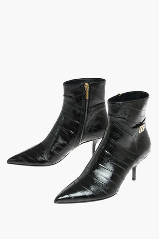 Eel Skin Booties with Metal Logo