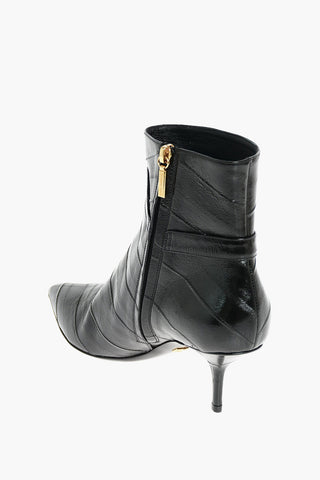 Eel Skin Booties with Metal Logo