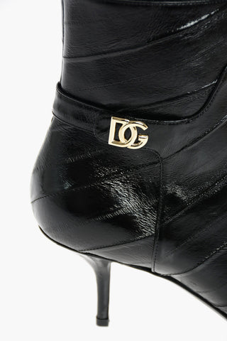 Eel Skin Booties with Metal Logo