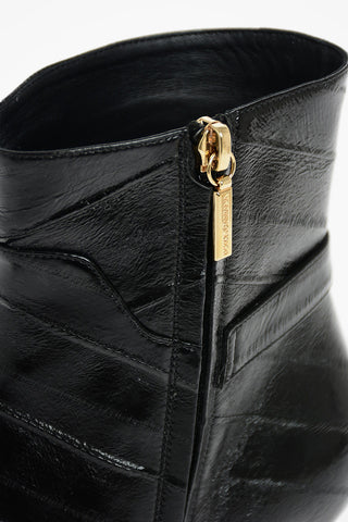 Eel Skin Booties with Metal Logo