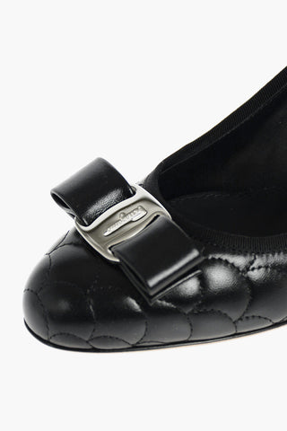 Decorative Stitching Pumps with Front Logo Bow