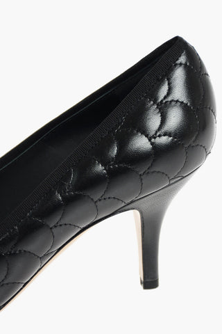 Decorative Stitching Pumps with Front Logo Bow