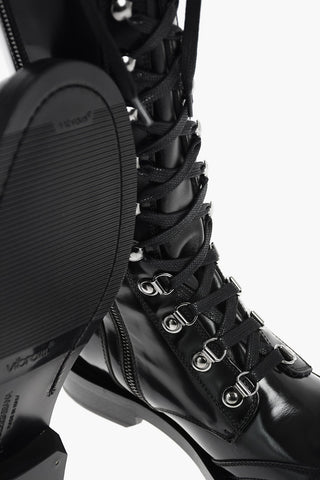 Laced Under the Knee Combat Boots with Inner Zip