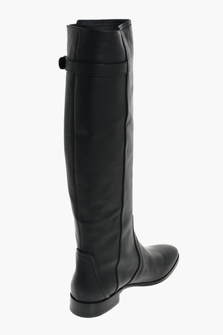 Leather NAPOLI Knee-high Boots with Metal DG Logo