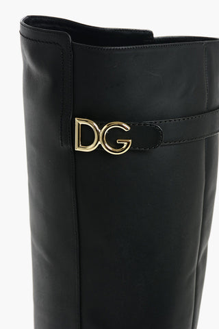 Leather NAPOLI Knee-high Boots with Metal DG Logo