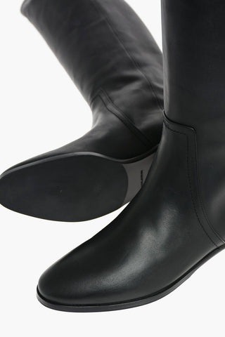 Leather NAPOLI Knee-high Boots with Metal DG Logo