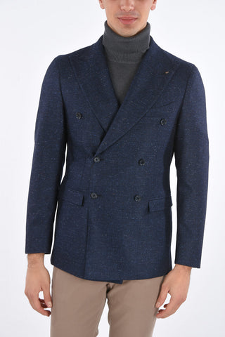 CC COLLECTION Herringbone Cashmere and Silk REWARD Double Breasted Blazer