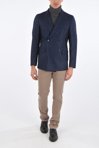 CC COLLECTION Herringbone Cashmere and Silk REWARD Double Breasted Blazer
