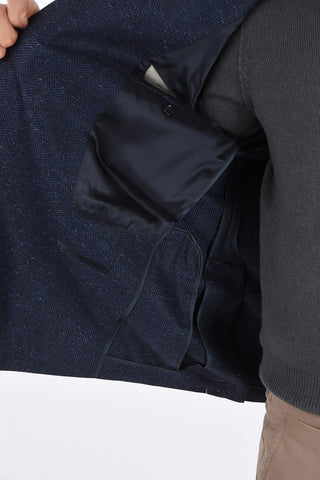 CC COLLECTION Herringbone Cashmere and Silk REWARD Double Breasted Blazer