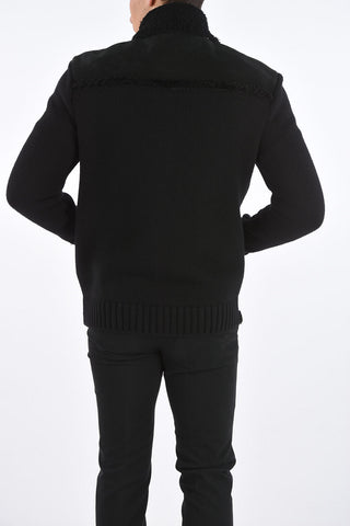 Shearling Mutton Jacket with Knitted Details